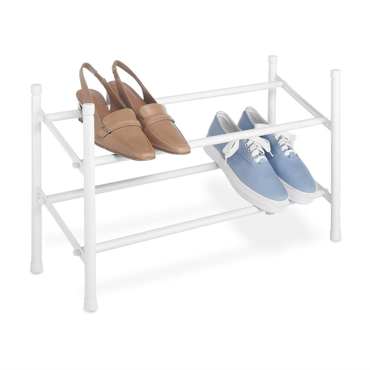 2-Tier Stackable Shoe Rack Organizer Storage Shelves in White, photo 2 of 3