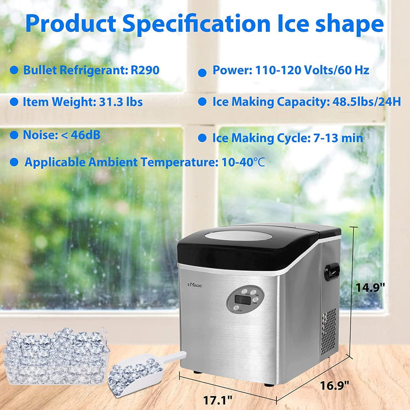 Portable Countertop Ice Maker Machine with Self-Cleaning Function