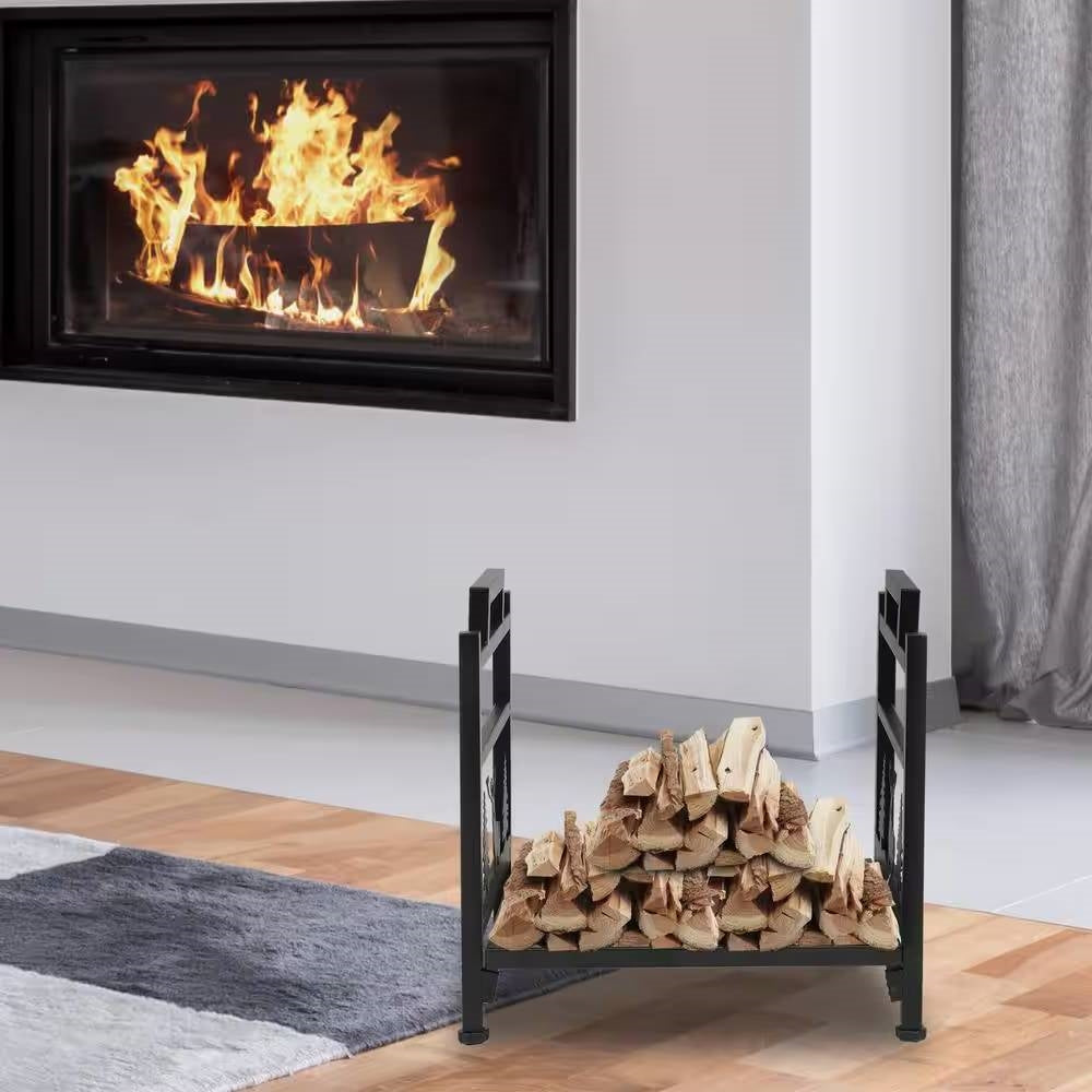 1.5 Ft. Black Metal Firewood Log Rack with Deer Pattern, photo 4 of 5