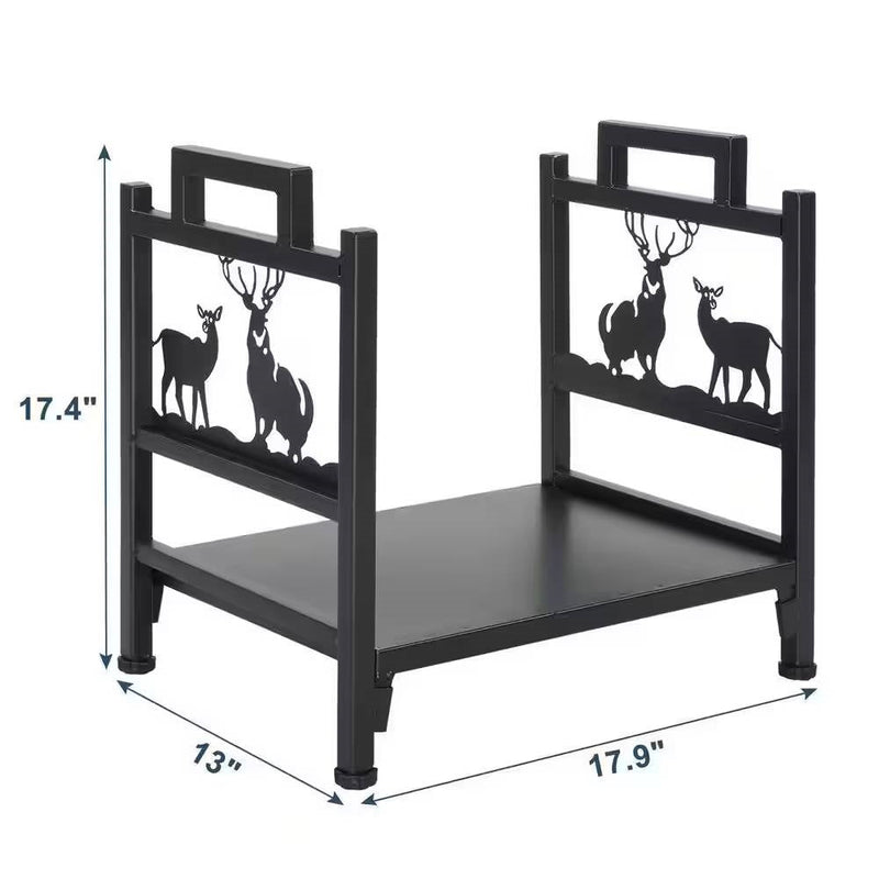 1.5 Ft. Black Metal Firewood Log Rack with Deer Pattern, photo 5 of 5