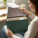 packlab Cream and Green Laptop Sleeve with Front Pocket – Slim Padded 14 Inch Laptop Case – Minimal Computer Sleeve for Work, Travel & Everyday Carry