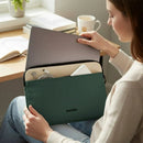 packlab Cream and Green Laptop Sleeve with Front Pocket – Slim Padded 14 Inch Laptop Case – Minimal Computer Sleeve for Work, Travel & Everyday Carry by Everything Mary