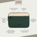 packlab Cream and Green Laptop Sleeve with Front Pocket – Slim Padded 14 Inch Laptop Case – Minimal Computer Sleeve for Work, Travel & Everyday Carry