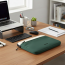 packlab Cream and Green Laptop Sleeve with Front Pocket – Slim Padded 14 Inch Laptop Case – Minimal Computer Sleeve for Work, Travel & Everyday Carry