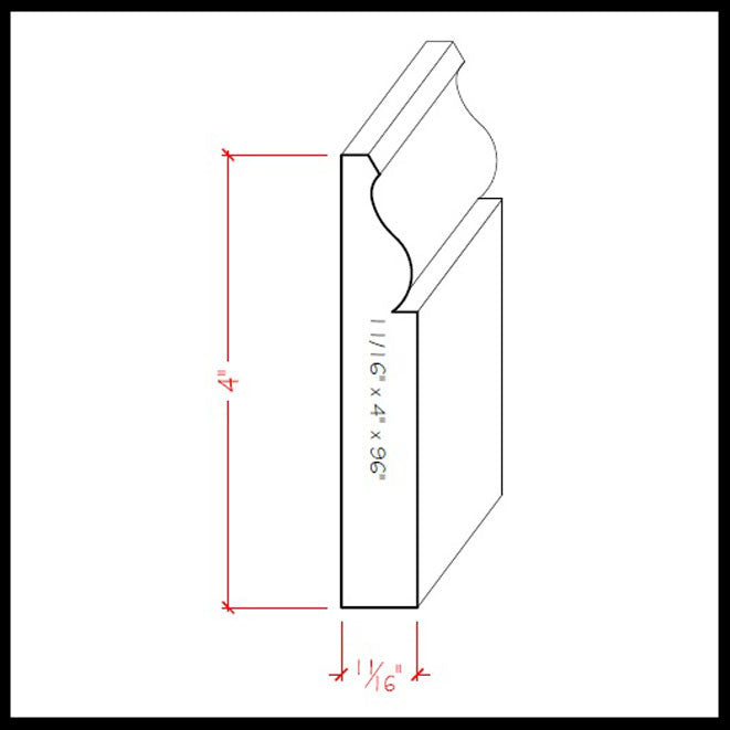 EWBB11 Colonial 4 inch Baseboard Moulding