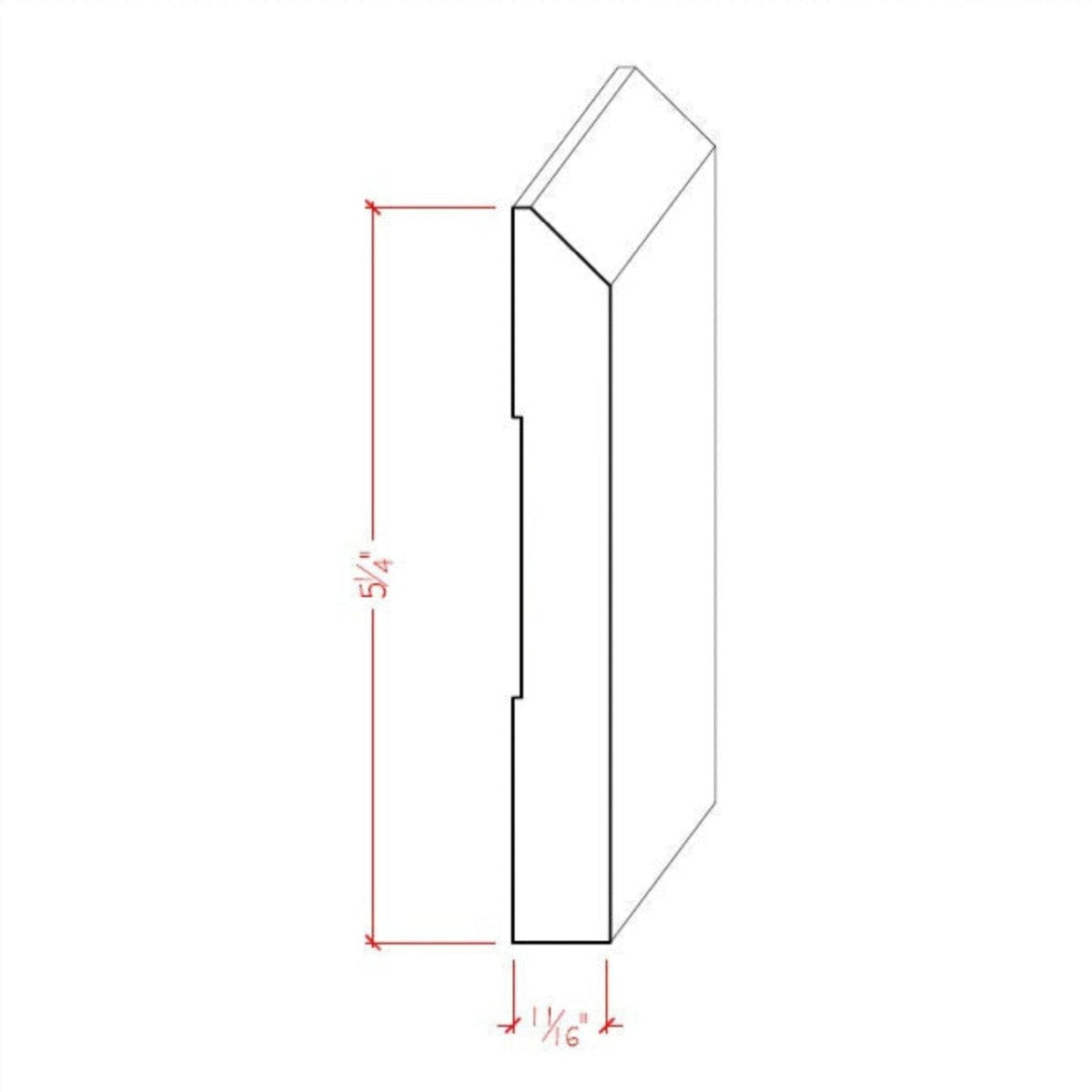 EWBB15 Beveled Edge Baseboard 5-1/4" Tall x 11/16" Moulding Unfinished, photo 2 of 6