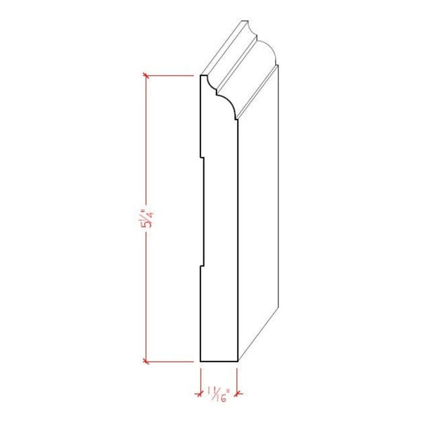 EWBB23 Nose & Cove 5-1/4" Tall x 11/16" Baseboard Moulding Unfinished, photo 2 of 6