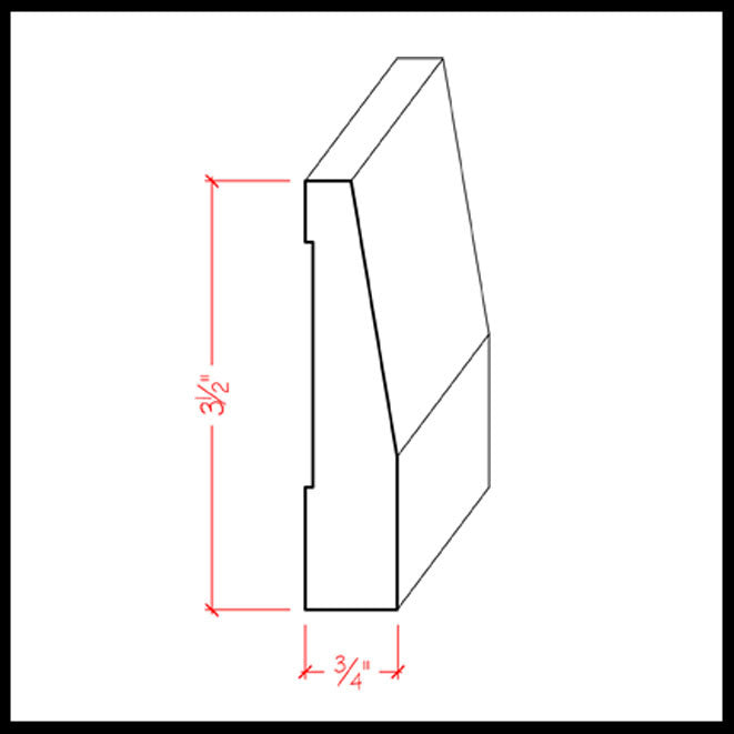 EWBB32 Beveled 3-1/2 inch Baseboard Moulding