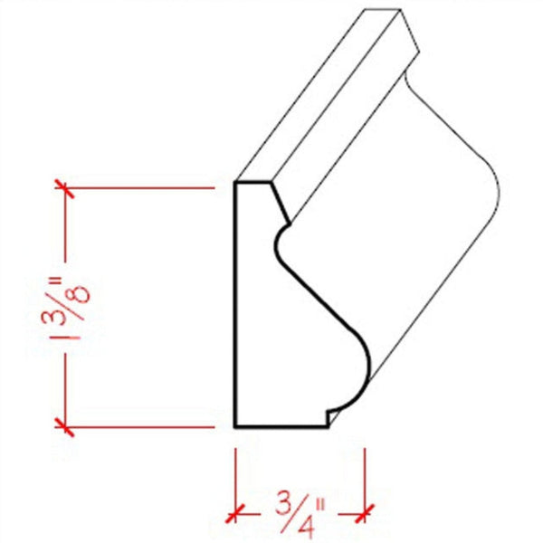 EWBC14 Colonial 1-3/8" Tall x 3/4" Base Cap Moulding. Unfinished, photo 2 of 6