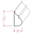 EWBC26 Nose and Cove 1-7/16" Tall x 3/4" Base Cap Moulding. Unfinished