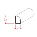 EWBS11 Baseboard Shoe 3/4" Tall x 1/2" Quarter Round. Unfinished