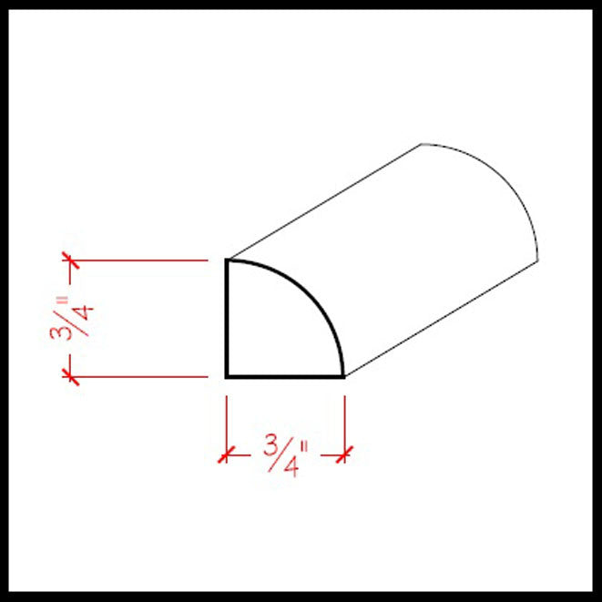 EWQR12 Quarter Round 3/4 inch Moulding Trim