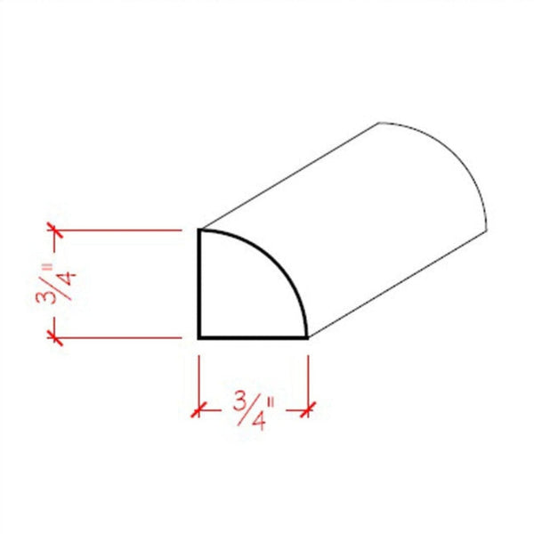 EWBS12 Baseboard Shoe 3/4" x 3/4" Quarter Round. Unfinished, photo 2 of 8
