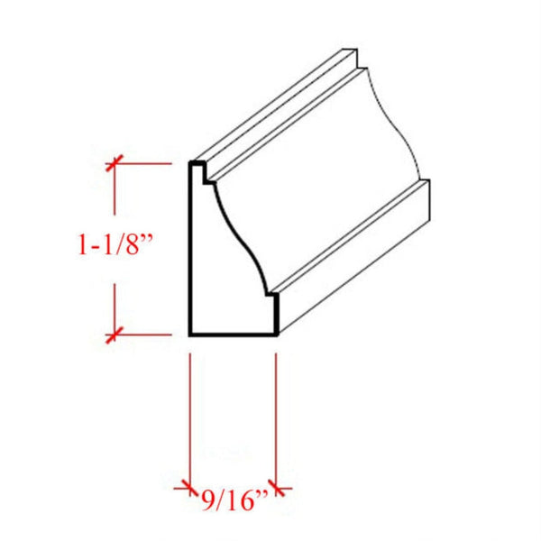 EWBS14 Baseboard Shoe 1-1/8" Tall x 9/16" Colonial Trim. Unfinished, photo 2 of 6