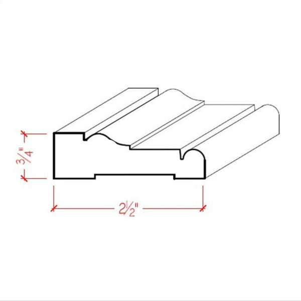 EWCA16 Colonial Casing 2-1/2" wide x 3/4" Trim. Unfinished Moulding, photo 2 of 7