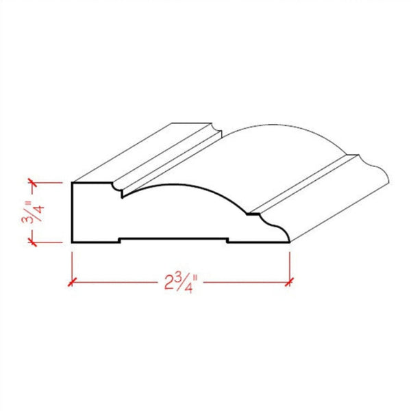 EWCA32 Transitional Casing Trim 2-3/4" wide x 3/4" Unfinished, photo 2 of 6