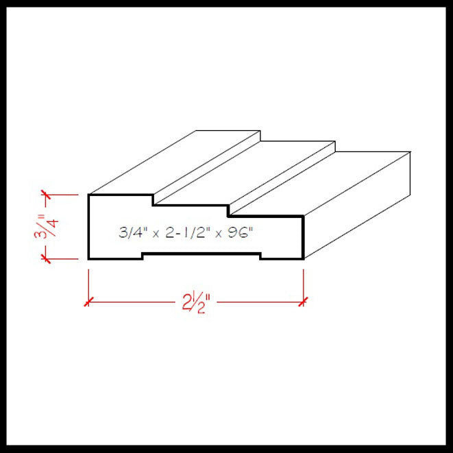 EWCA34 Stepped 2-1/2 inch Casing Trim Moulding