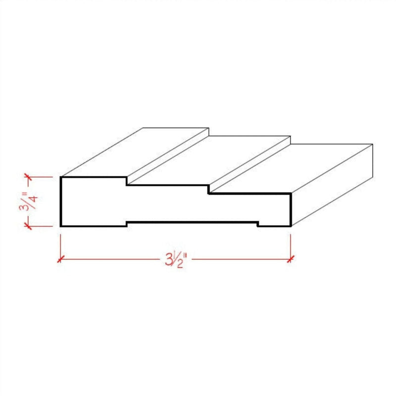 EWCA35 Contemporary 3-1/2" wide x 3/4" Stepped Casing. Unfinished Trim