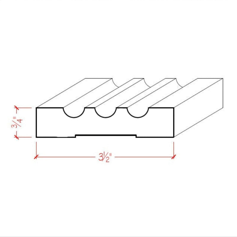 EWCA46 Fluted 3-1/2" wide x 3/4" Casing. Unfinished Trim