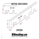 EWCD93 Dentil Moulding 1-5/8" High x 5/8" Trim. Unfinished