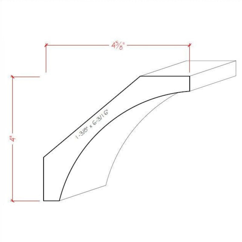 EWCR41 Cove Crown 1-3/8" x 6-3/16 Unfinished 4" High x 4-5/8" Deep
