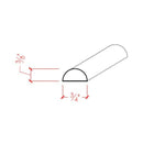 EWHR11 Half Round 3/4" Wide x 3/8" Moulding Trim. Unfinished