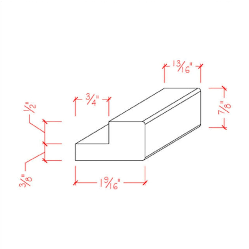 EWLR11 Kitchen Cabinet Light Rail 1-1/2" Wide x 7/8" Trim. Unfinished