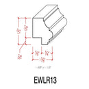 EWLR13 Kitchen Cabinet Light Rail 1-1/2" x 1-3/8" Trim. Unfinished