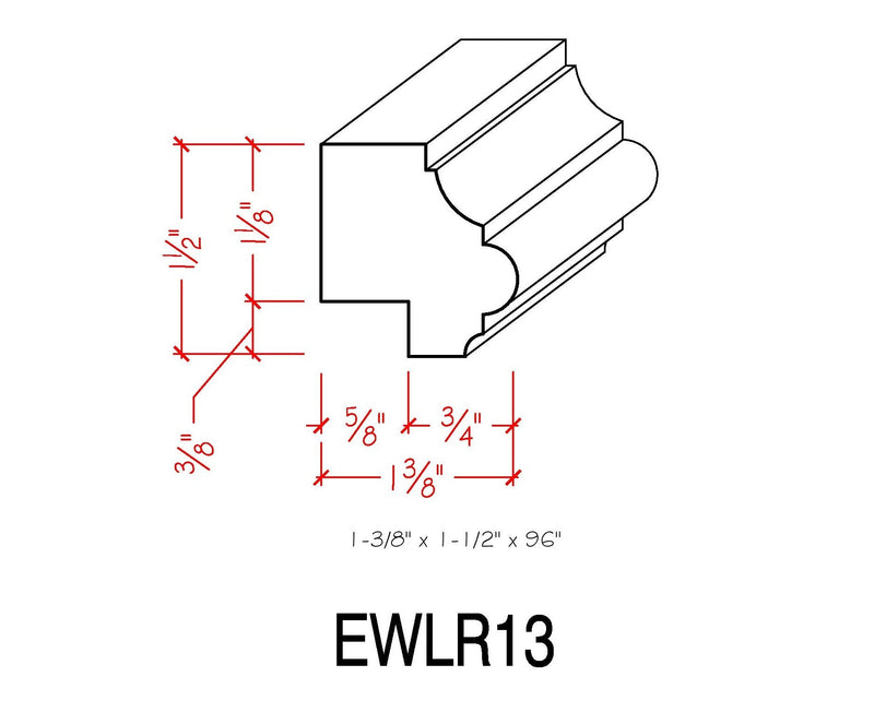 EWLR13 Kitchen Cabinet Light Rail Nose and Cove Moulding