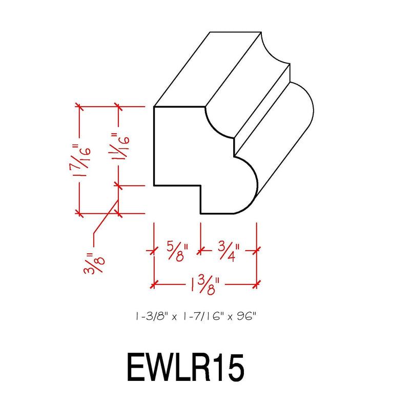 EWLR15 Kitchen Cabinet Light Rail Nose and Cove Moulding