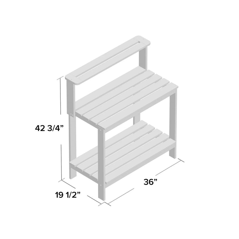Solid Meranti Wood Outdoor Garden Potting Bench Table with Bottom Shelf, photo 5 of 5