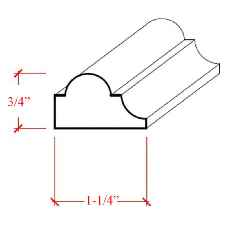 EWPM23 Nose and Cove Panel Molding 1-1/4" wide x 3/4" Trim. Unfinished