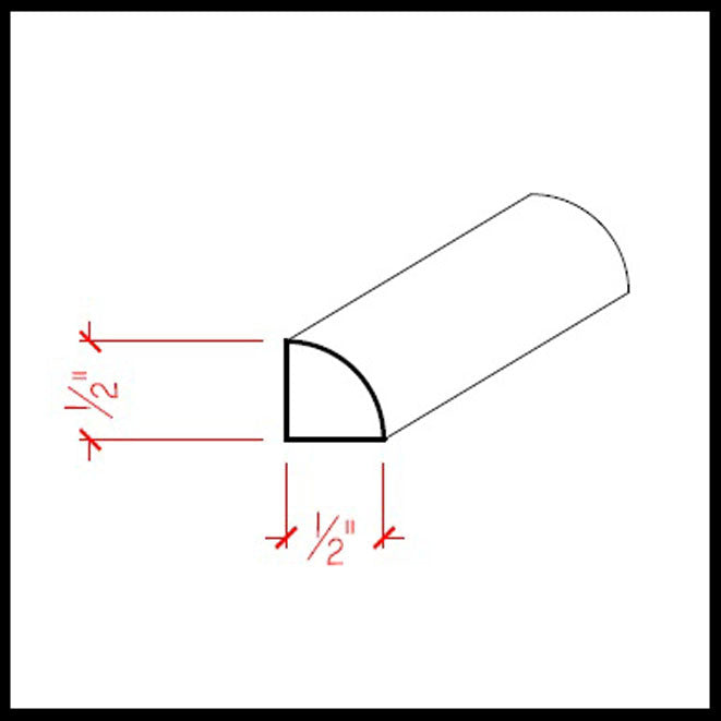 EWQR11 Quarter Round 1/2 inch Moulding Trim