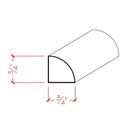 EWQR12 Quarter Round 3/4" x 3/4" Moulding Trim. Unfinished