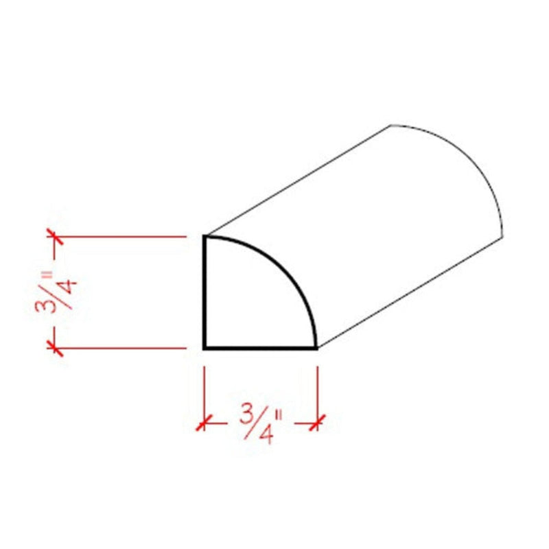 EWQR12 Quarter Round 3/4" x 3/4" Moulding Trim. Unfinished