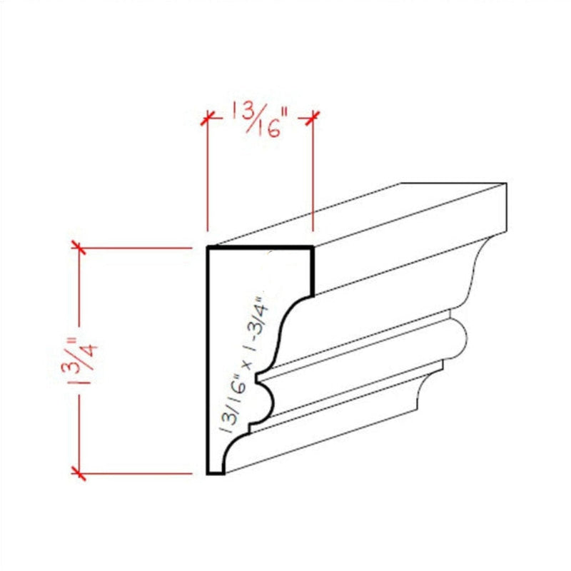 EWSC11 Solid Crown 1-3/4" High x 13/16" Deep Moulding. Unfinished