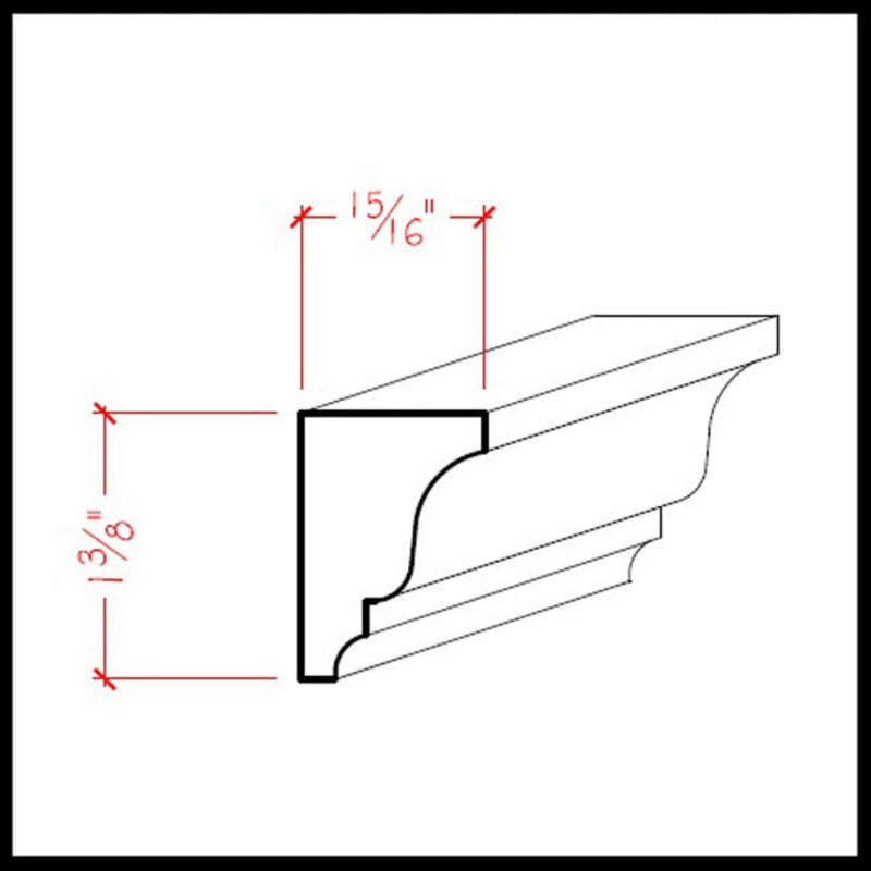 EWSC16 Solid Crown 1-3/8" High x 1" Deep Moulding. Unfinished