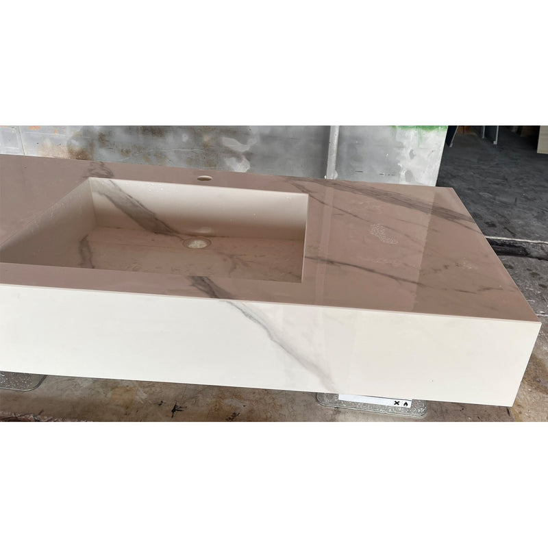 Handcrafted Extra Statuario Italian Engineered Porcelain Kitchen Sink, photo 5 of 9