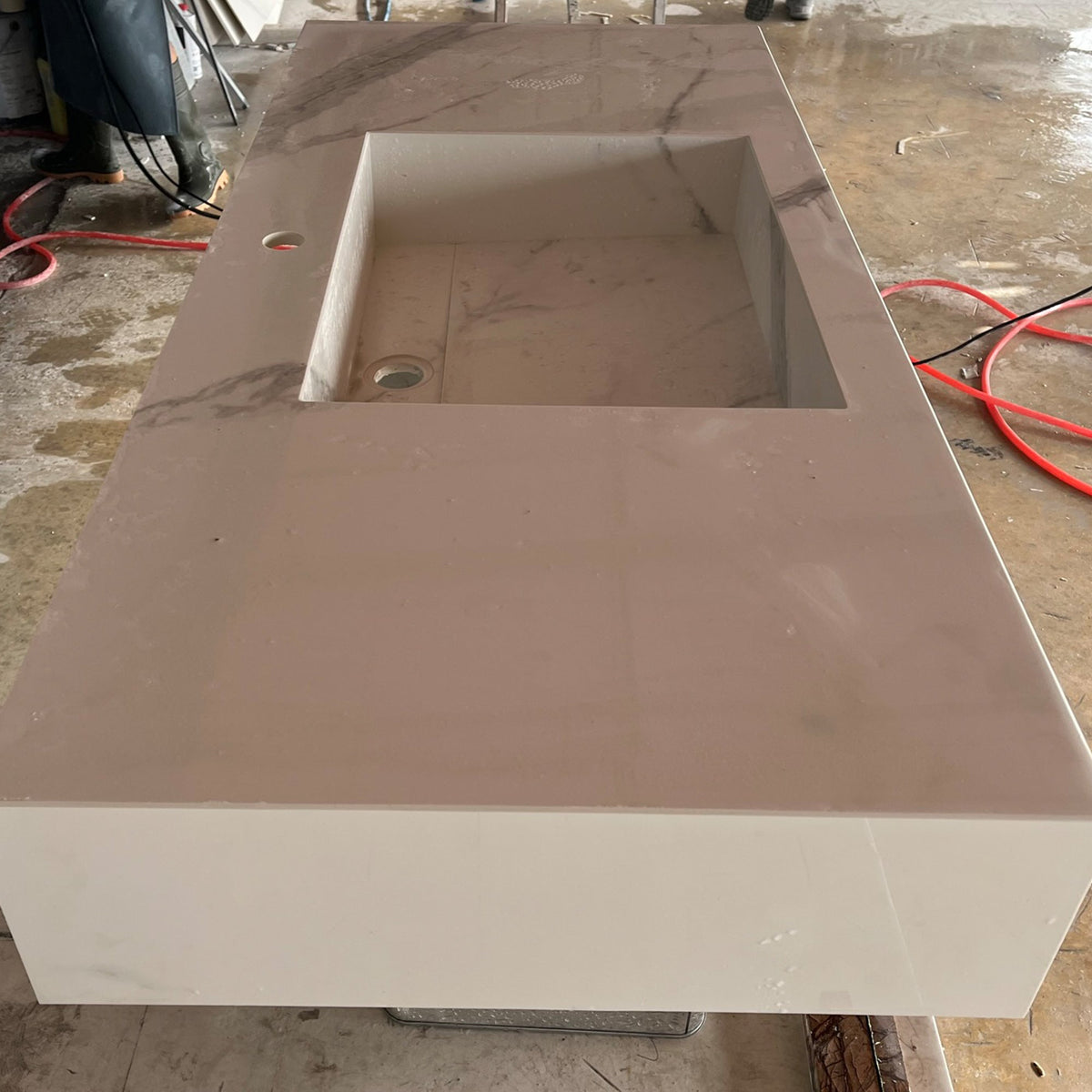 Handcrafted Extra Statuario Italian Engineered Porcelain Kitchen Sink, photo 4 of 9