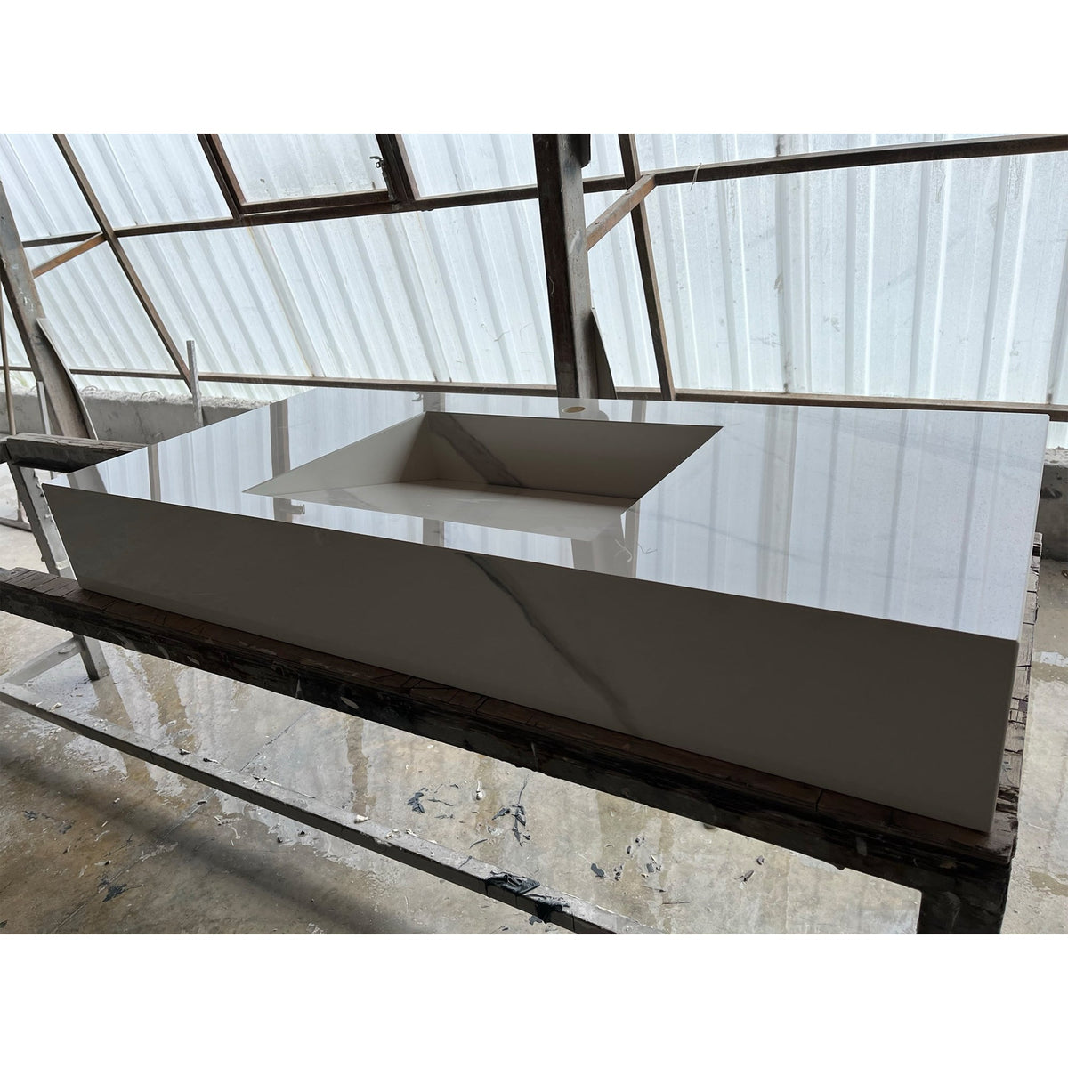 Handcrafted Extra Statuario Italian Engineered Porcelain Kitchen Sink, photo 6 of 9