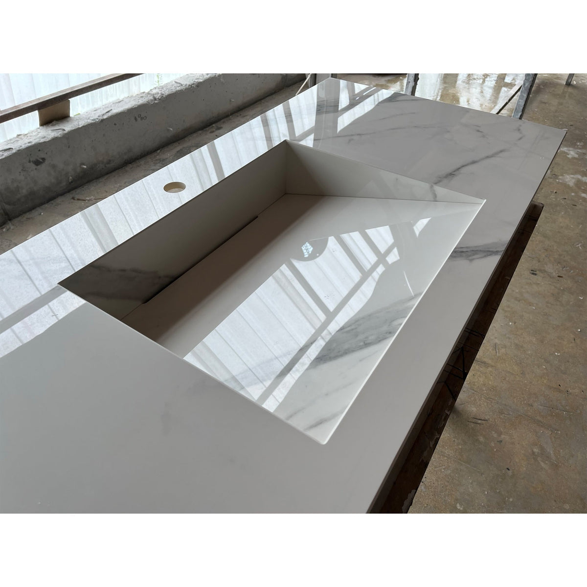 Handcrafted Extra Statuario Italian Engineered Porcelain Kitchen Sink, photo 7 of 9
