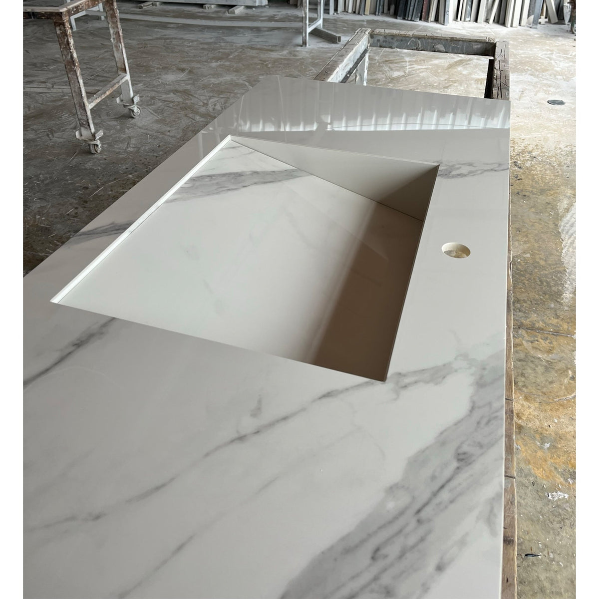 Handcrafted Extra Statuario Italian Engineered Porcelain Kitchen Sink, photo 8 of 9