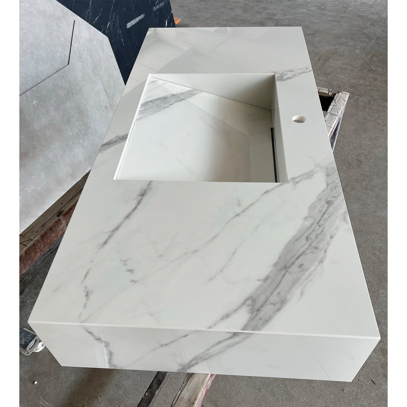 Handcrafted Extra Statuario Italian Engineered Porcelain Kitchen Sink, photo 2 of 9