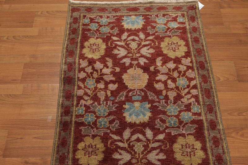 2'6" x 10' Runner Hand knotted Turkish Oushak Vegetable Dyes wool Area rug Rust