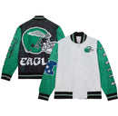 Philadelphia Eagles Mitchell & Ness Team Burst Warm-Up Full-Zip Jacket - White by Dynasty Sports & Framing