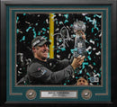 Doug Pederson Super Bowl Lombardi Trophy Philadelphia Eagles Autographed 11x14 Framed Football Photo by Dynasty Sports & Framing
