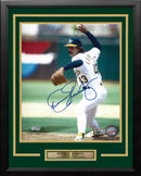Dennis Eckersley in Action Oakland Athletics Autographed 16" x 20" Framed Baseball Photo by Dynasty Sports & Framing