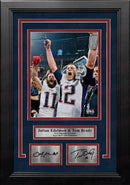 Julian Edelman & Tom Brady Super Bowl LIII Patriots 8x10 Framed Photo with Engraved Autographs by Dynasty Sports & Framing