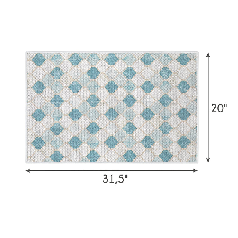 Moroccan Design Multipurpose Floor Mat | 20"x31" | Beige&Blue