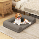 Egg-Foam Dog Crate Bed with 3-Side Bolster and Removable Washable Bed Cover-Gray by LJGDeals